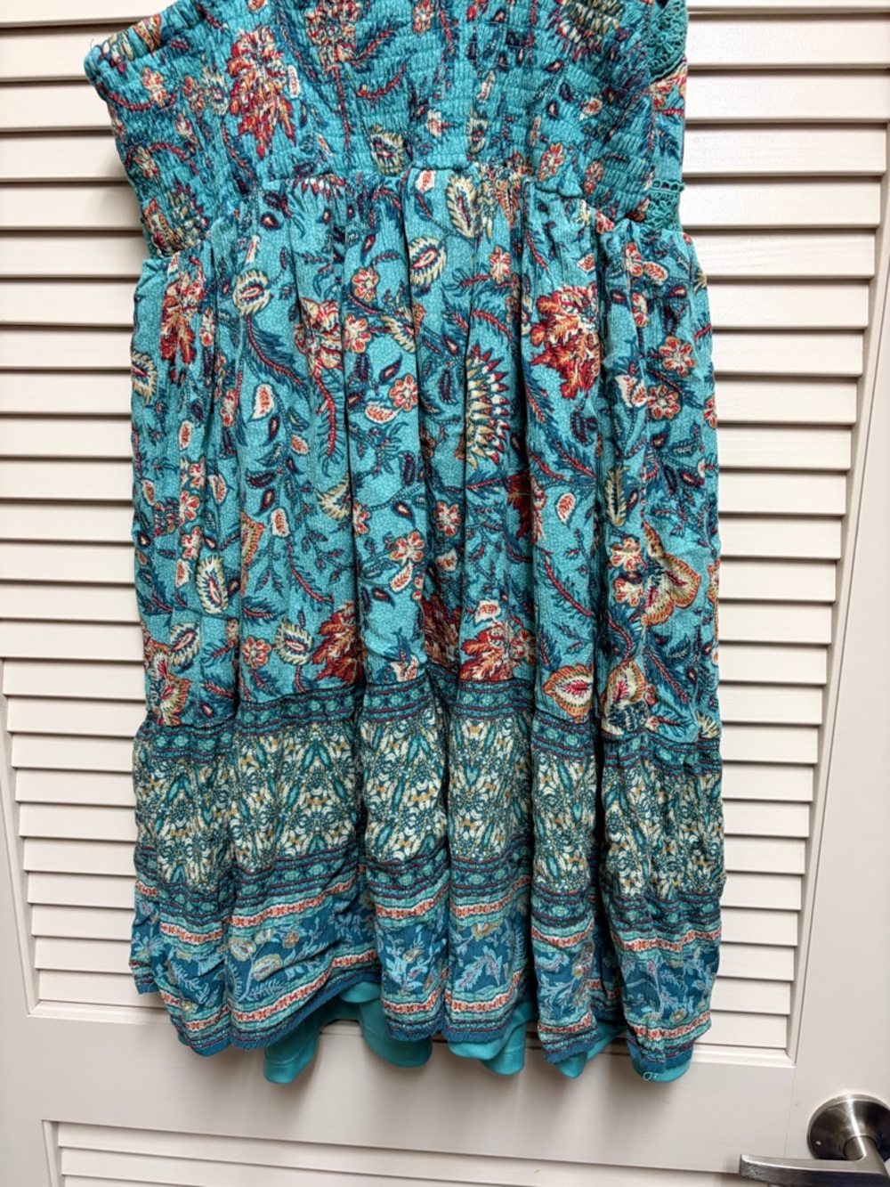 Maurices Boho Floral Sundress Womens Small Blue Paisley Lace Trim Festival Dress - Picture 11 of 16